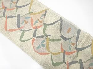 網目に抽象花模様織り出し袋帯